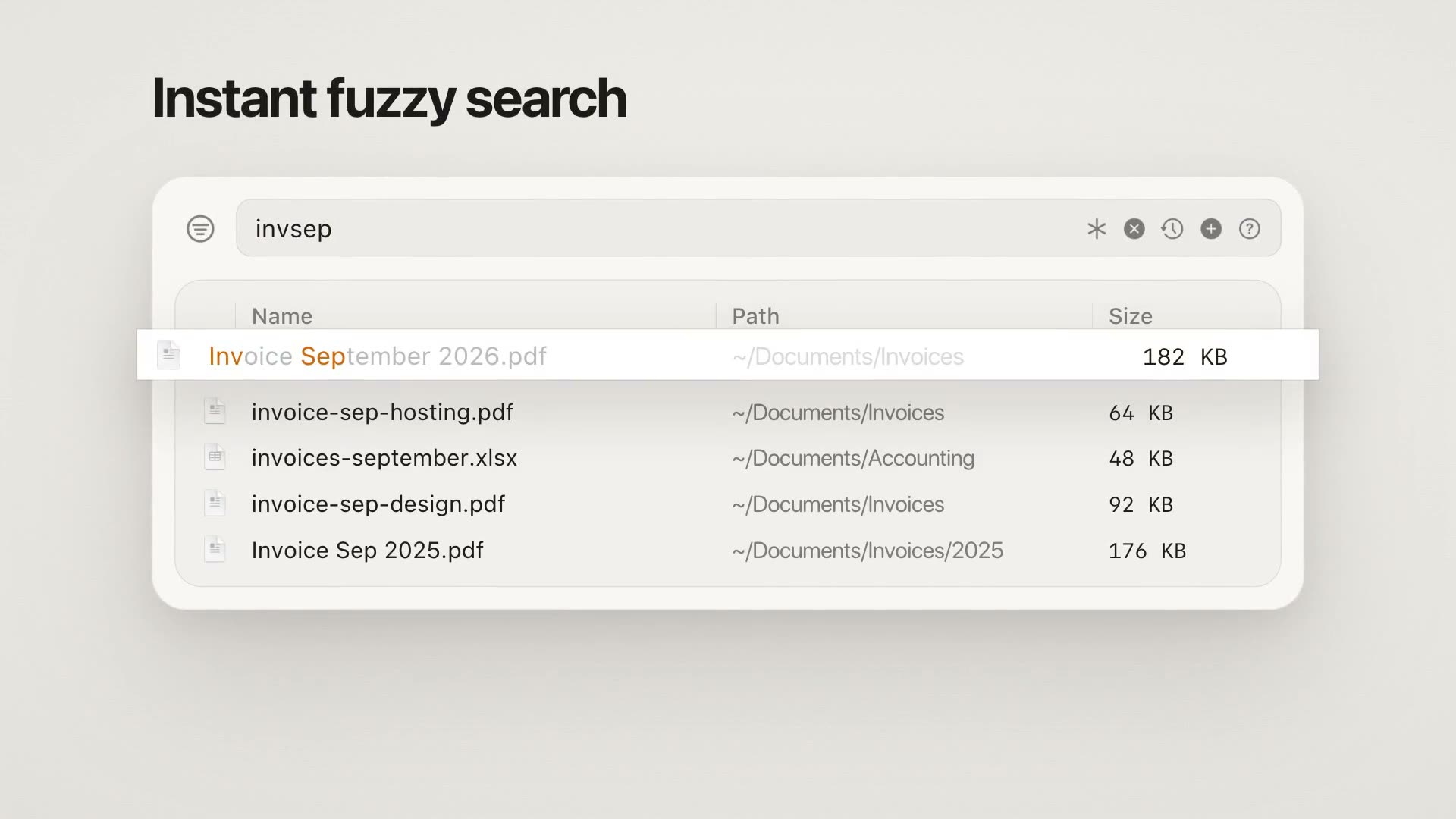 Cling searching for an invoice by typing invsep